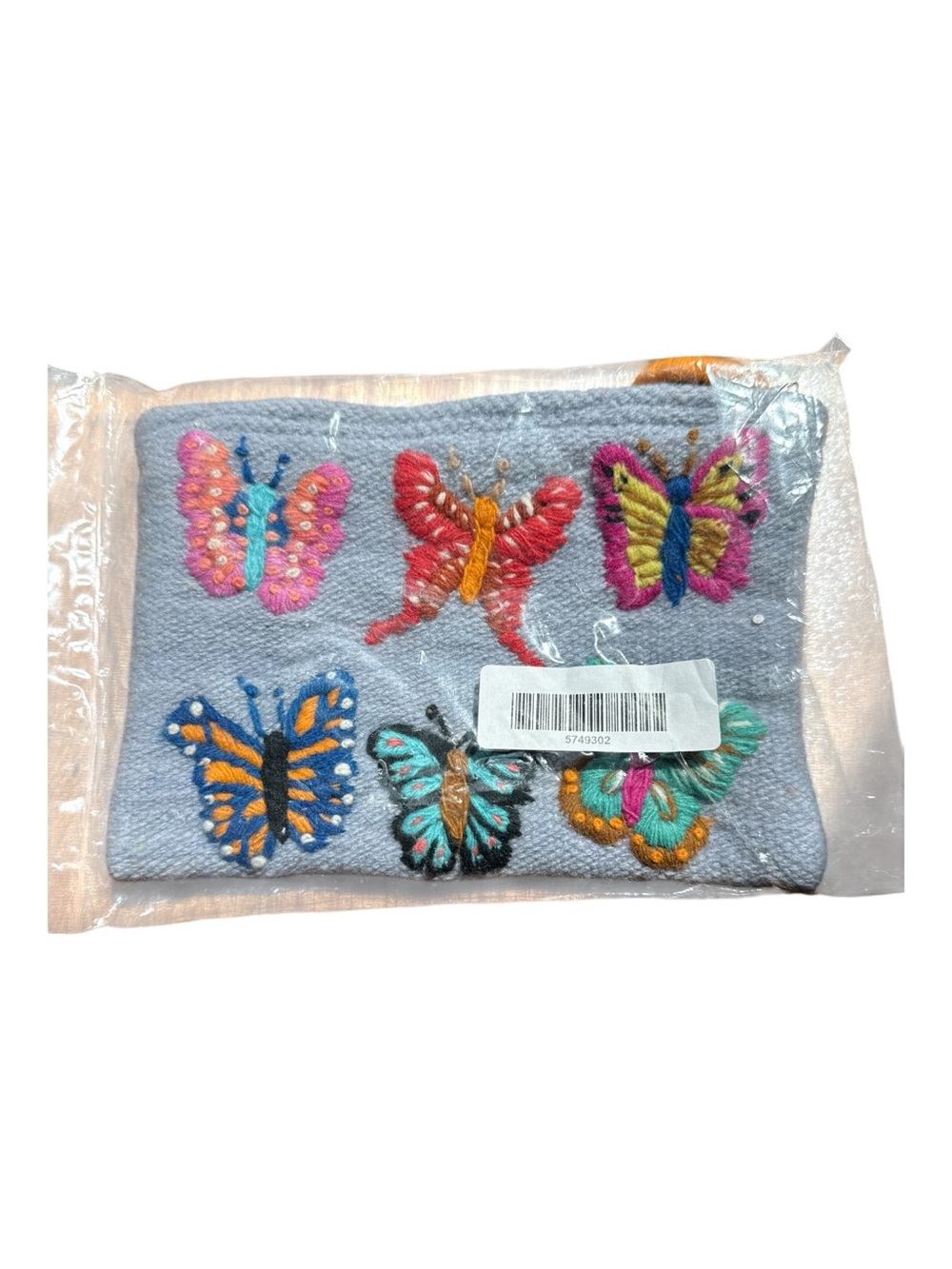 NWT Jenny Krauss Handwoven Wool Embroidered Butterfly Pouch Bag